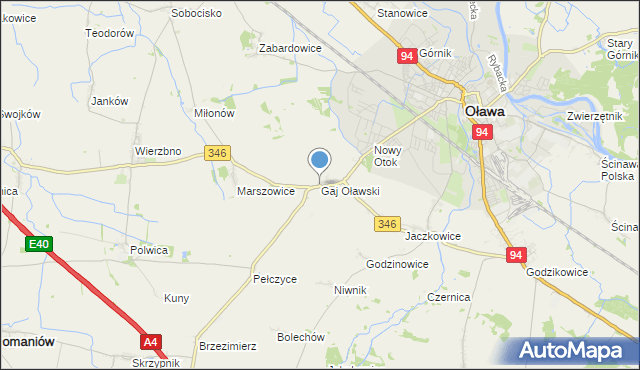 mapa Gaj Oławski, Gaj Oławski na mapie Targeo